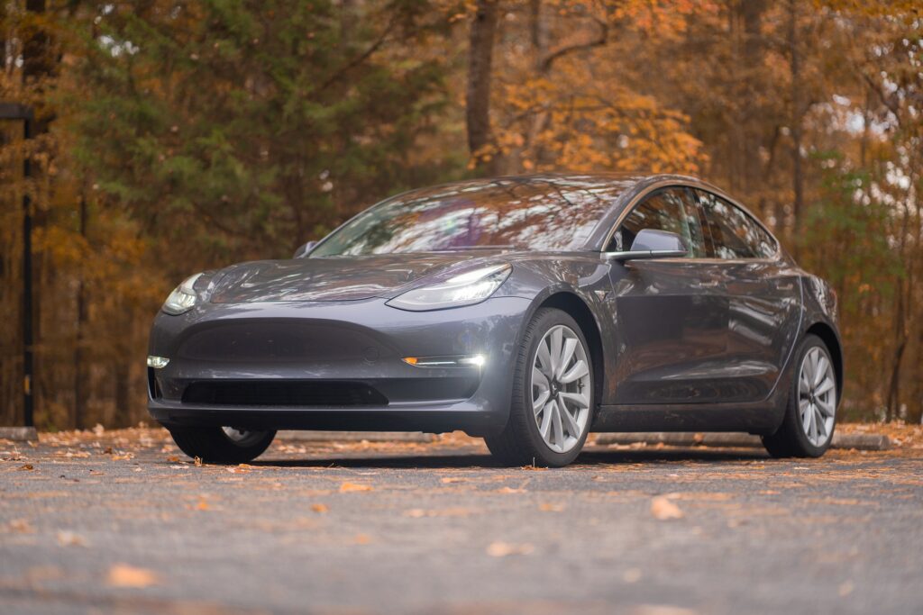 Image of a Tesla electric car in the UK