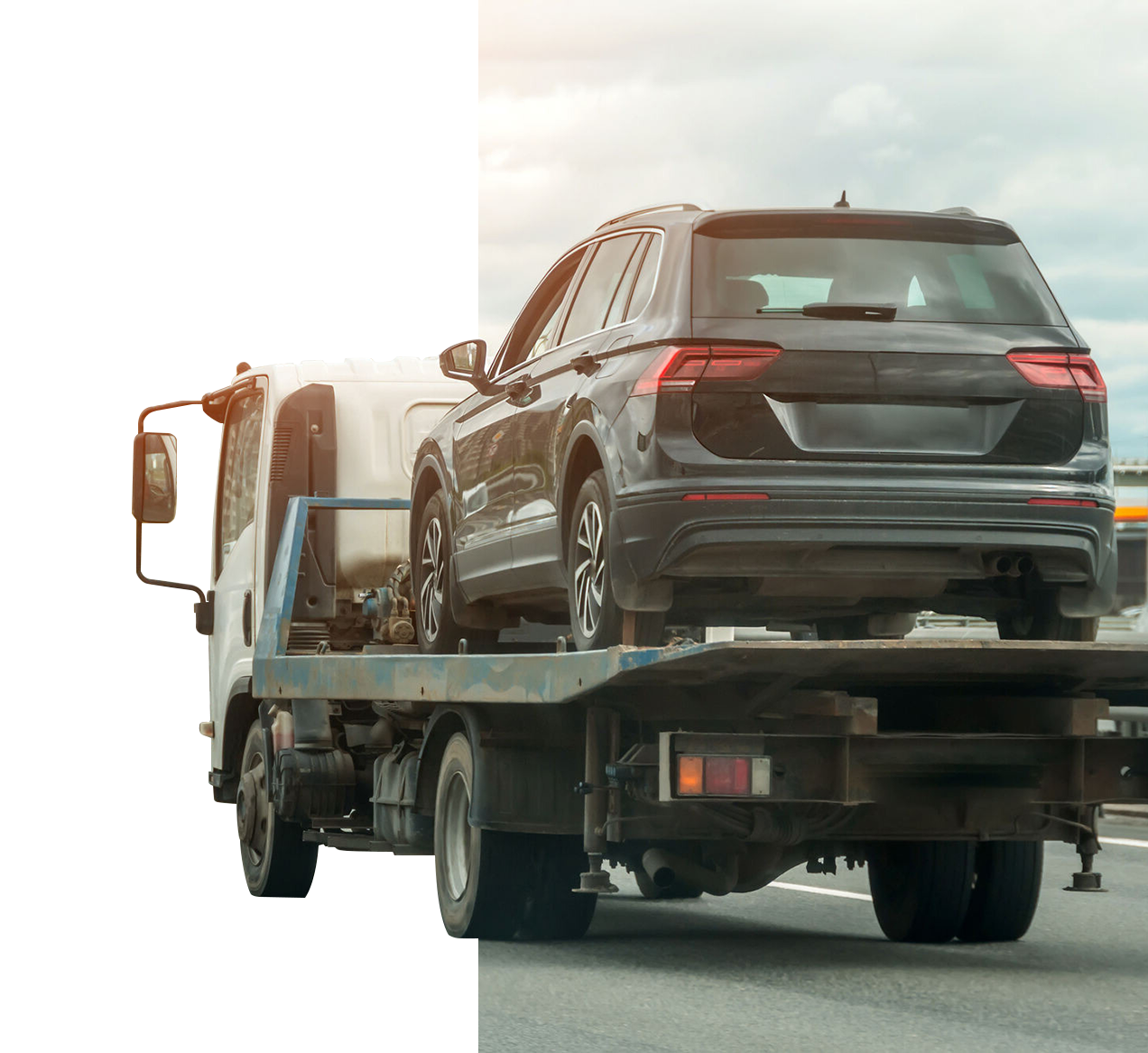 Vehicle delivery or collections truck transporting a car