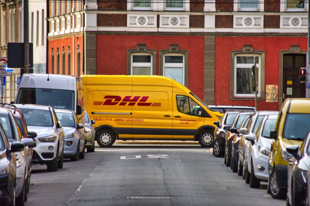 Courier van parked in the street